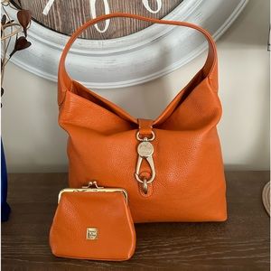 Dooney & Bourke Logo Lock Leather Hobo Handbag